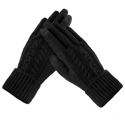 Black Cable Knit rukavice